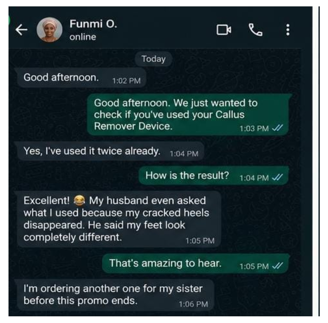 Customer WhatsApp testimonial