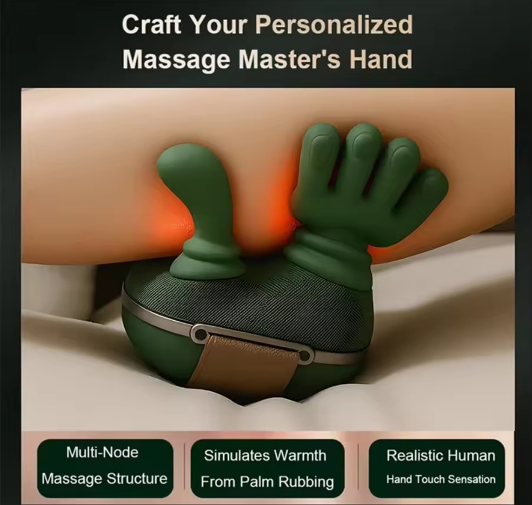 Neck massager close-up showing heat and kneading nodes