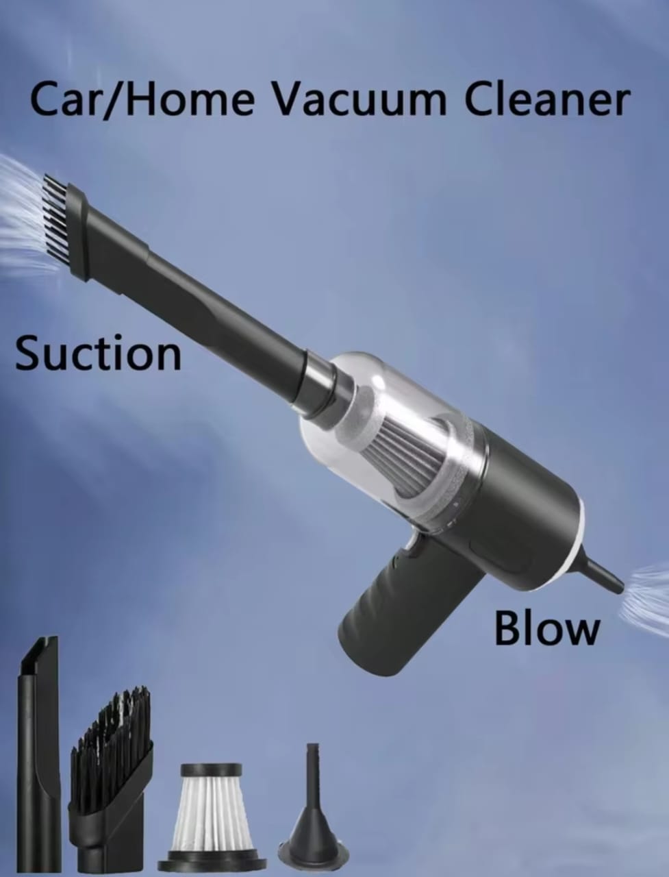 Cordless vacuum cleaner in use in car