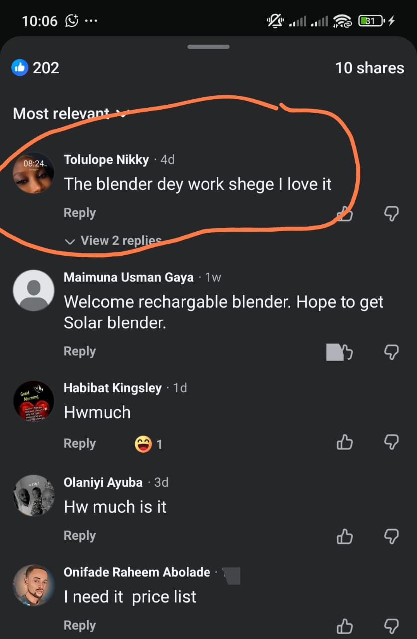 Customer review comment