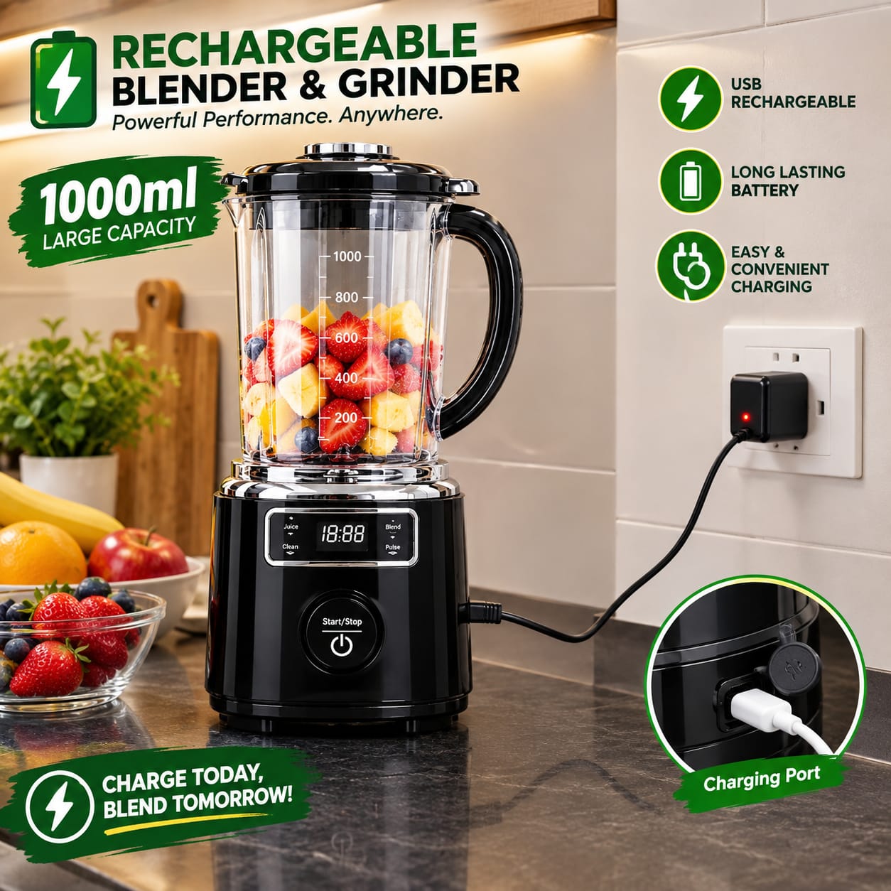 Rechargeable blender close-up